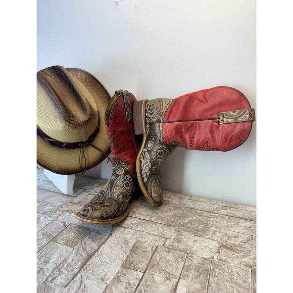 Tin Haul American Women Cowboy Boots Square Toe Western Leather Boots Size 8.5 - Picture 14 of 16